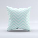 Light Teal & White Sharp Chevron  Ink-Fuzed Decorative Throw Pillow
