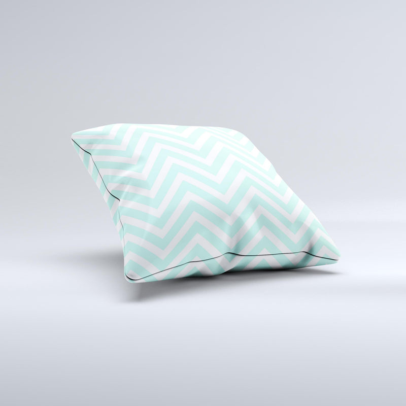 Light Teal & White Sharp Chevron  Ink-Fuzed Decorative Throw Pillow