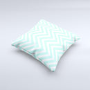 Light Teal & White Sharp Chevron  Ink-Fuzed Decorative Throw Pillow
