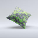 Lime Green and Gray Digital Camouflage  Ink-Fuzed Decorative Throw Pillow
