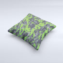 Lime Green and Gray Digital Camouflage  Ink-Fuzed Decorative Throw Pillow