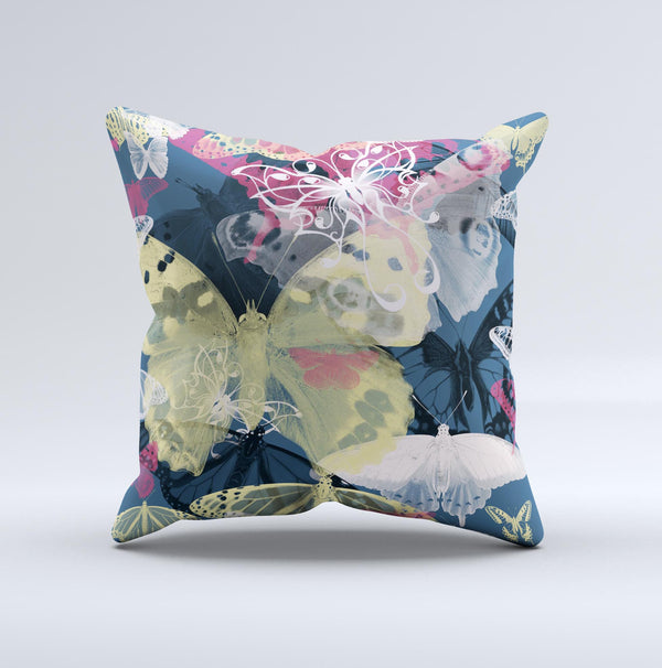 Multi-Styled Yellow Butterfly Shadow  Ink-Fuzed Decorative Throw Pillow
