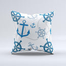 Nautical Anchor Collage Ink-Fuzed Decorative Throw Pillow
