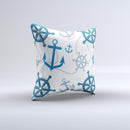 Nautical Anchor Collage Ink-Fuzed Decorative Throw Pillow