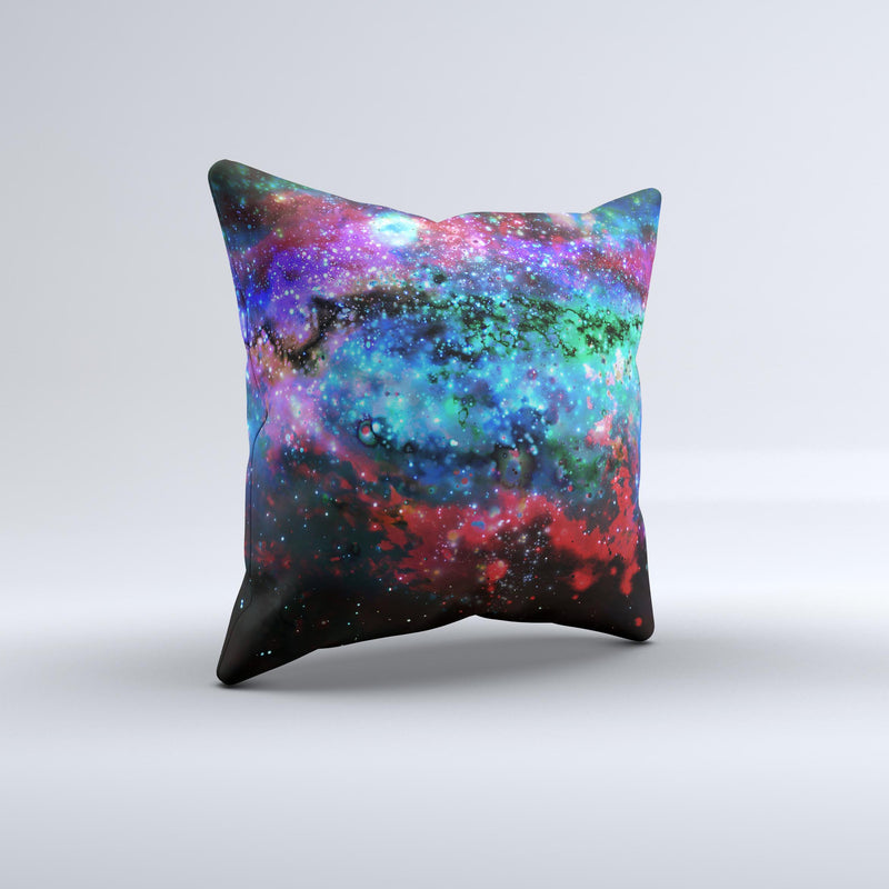 Neon Colored Paint Universe  Ink-Fuzed Decorative Throw Pillow