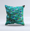 Neon Multiple Peacock  Ink-Fuzed Decorative Throw Pillow