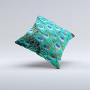 Neon Multiple Peacock  Ink-Fuzed Decorative Throw Pillow