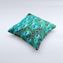 Neon Multiple Peacock  Ink-Fuzed Decorative Throw Pillow