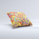 Neon Orange Paisley Pattern Ink-Fuzed Decorative Throw Pillow
