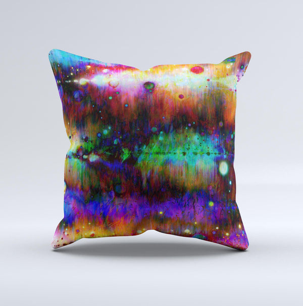 Neon Paint Mixtured Surface  Ink-Fuzed Decorative Throw Pillow