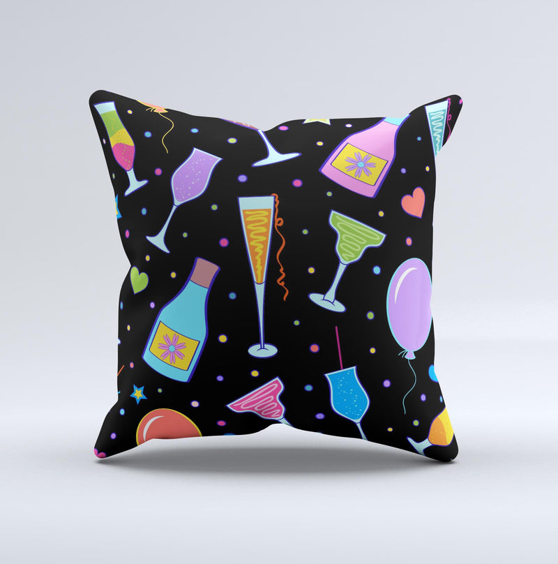 Neon Party Drinks  Ink-Fuzed Decorative Throw Pillow