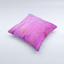 Neon Pink Dyed Wood Grain Ink-Fuzed Decorative Throw Pillow