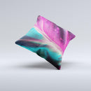 Neon Pink & Green Leaf Ink-Fuzed Decorative Throw Pillow