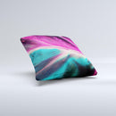 Neon Pink & Green Leaf Ink-Fuzed Decorative Throw Pillow