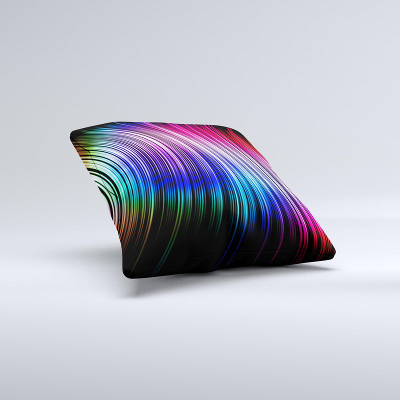 Neon Rainbow Wavy Strips  Ink-Fuzed Decorative Throw Pillow