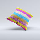 Neon Striped Cheetah Animal Print Ink-Fuzed Decorative Throw Pillow
