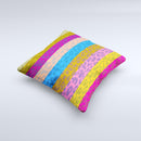 Neon Striped Cheetah Animal Print Ink-Fuzed Decorative Throw Pillow