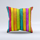 Neon Wood Planks Ink-Fuzed Decorative Throw Pillow