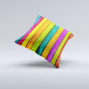 Neon Wood Planks Ink-Fuzed Decorative Throw Pillow