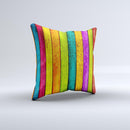 Neon Wood Planks Ink-Fuzed Decorative Throw Pillow