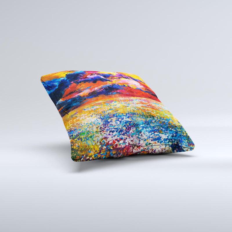 The Oil Painted Meadow ink-Fuzed Decorative Throw Pillow