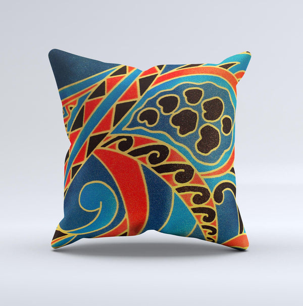 Orange & Blue Abstract Shapes  Ink-Fuzed Decorative Throw Pillow