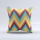 Orange & Blue Chevron Textured Ink-Fuzed Decorative Throw Pillow