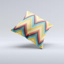 Orange & Blue Chevron Textured Ink-Fuzed Decorative Throw Pillow