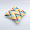 Orange & Blue Chevron Textured Ink-Fuzed Decorative Throw Pillow