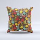 Orange & Red Cute Vector Birds Ink-Fuzed Decorative Throw Pillow