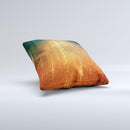 The Orange Scratched Surface with Gold Beams ink-Fuzed Decorative Throw Pillow