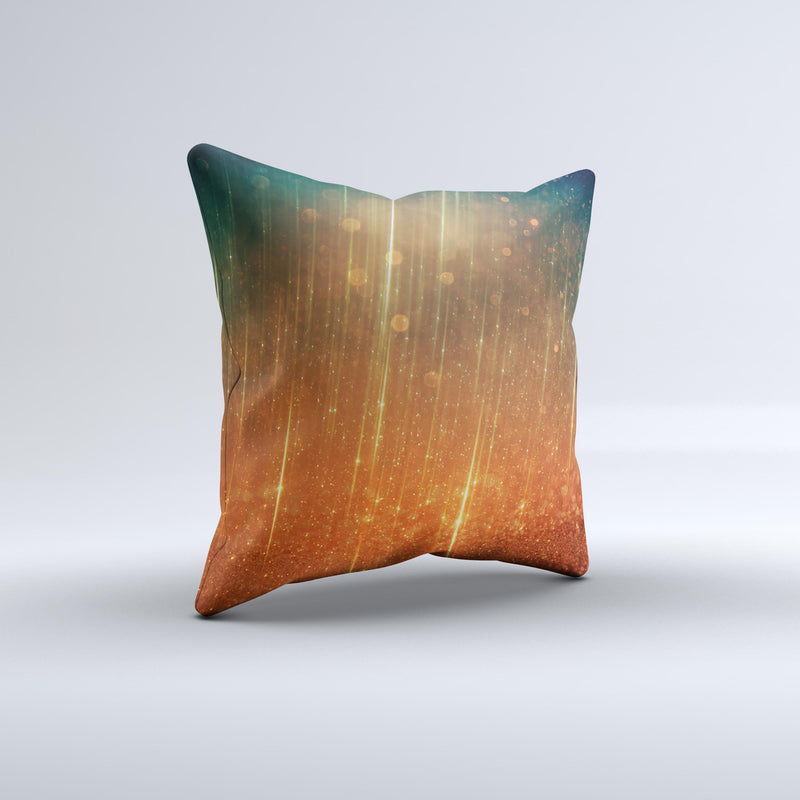The Orange Scratched Surface with Gold Beams ink-Fuzed Decorative Throw Pillow