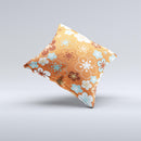 Orange Vector Floral with Blue Ink-Fuzed Decorative Throw Pillow