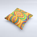 Painted Colorful Curves Ink-Fuzed Decorative Throw Pillow