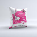 Paris Pink Illustration  Ink-Fuzed Decorative Throw Pillow
