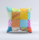 Patched Various Hot Patterns  Ink-Fuzed Decorative Throw Pillow
