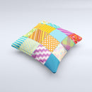 Patched Various Hot Patterns  Ink-Fuzed Decorative Throw Pillow