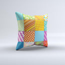 Patched Various Hot Patterns  Ink-Fuzed Decorative Throw Pillow