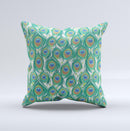 Peacock Green Feather Bundle Ink-Fuzed Decorative Throw Pillow