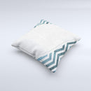 Peeled Vintage Blue & Gray Chevron Pattern  Ink-Fuzed Decorative Throw Pillow