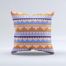 Pink-Blue & Coral Tribal Ethic Geometric Pattern  Ink-Fuzed Decorative Throw Pillow