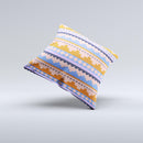 Pink-Blue & Coral Tribal Ethic Geometric Pattern  Ink-Fuzed Decorative Throw Pillow