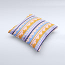 Pink-Blue & Coral Tribal Ethic Geometric Pattern  Ink-Fuzed Decorative Throw Pillow