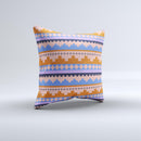 Pink-Blue & Coral Tribal Ethic Geometric Pattern  Ink-Fuzed Decorative Throw Pillow