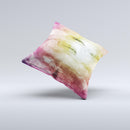 Pink-Yellow-Blue Grunge Painted Surface  Ink-Fuzed Decorative Throw Pillow