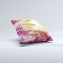Pink-Yellow-Blue Grunge Painted Surface  Ink-Fuzed Decorative Throw Pillow