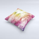 Pink-Yellow-Blue Grunge Painted Surface  Ink-Fuzed Decorative Throw Pillow
