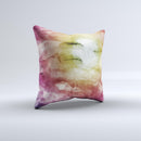 Pink-Yellow-Blue Grunge Painted Surface  Ink-Fuzed Decorative Throw Pillow
