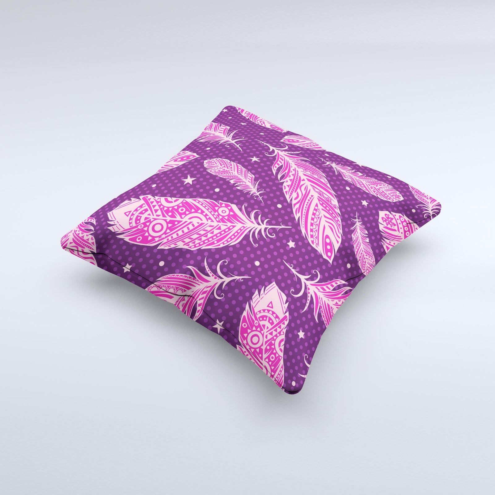 The Pink Aztec Feather Galore inkFuzed Decorative Throw Pillow DesignSkinz
