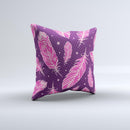 The Pink Aztec Feather Galore ink-Fuzed Decorative Throw Pillow